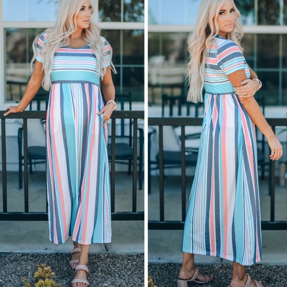 Dresses & Skirts - Striped Print High Waist Maxi Dress